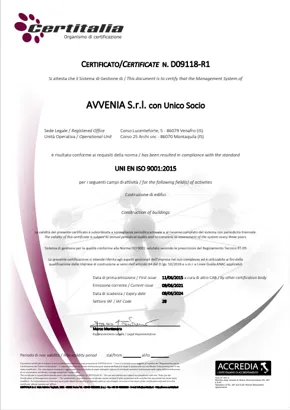Certificazione Avvenia – documento 1