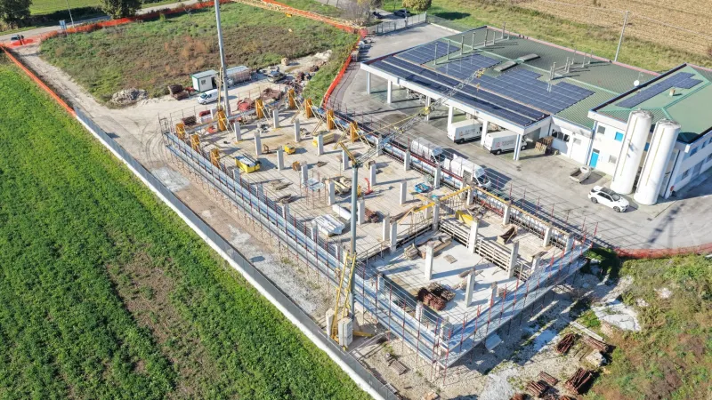 Ampliamento Panificio Di Mambro, vista aerea del cantiere
