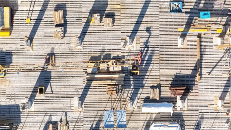 Ampliamento Panificio Di Mambro, vista aerea del cantiere
