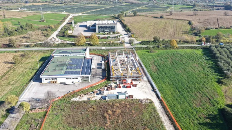 Ampliamento Panificio Di Mambro, vista aerea del cantiere